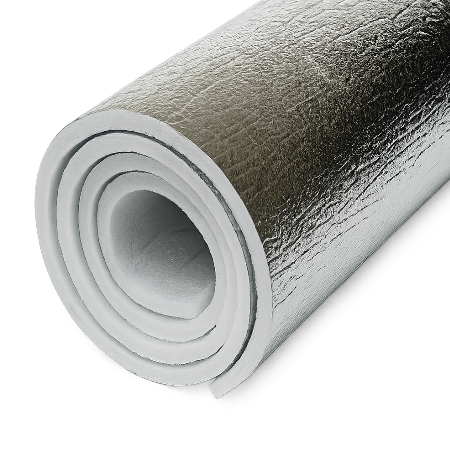 UEPE foam insulation – rolls available with metallic reflective film on both sides for superior roof insulation.