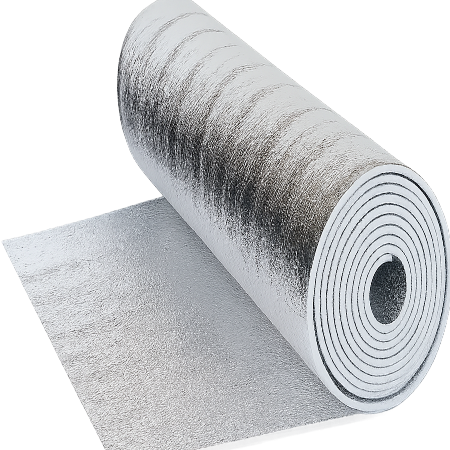 UEPE foam insulation available in various roll sizes and thicknesses with reflective on one side